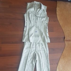 ESCADA by Margaretha Ley Beige Suit Vest & Trousers Size S - M